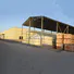 widely steel warehouse with brick wall