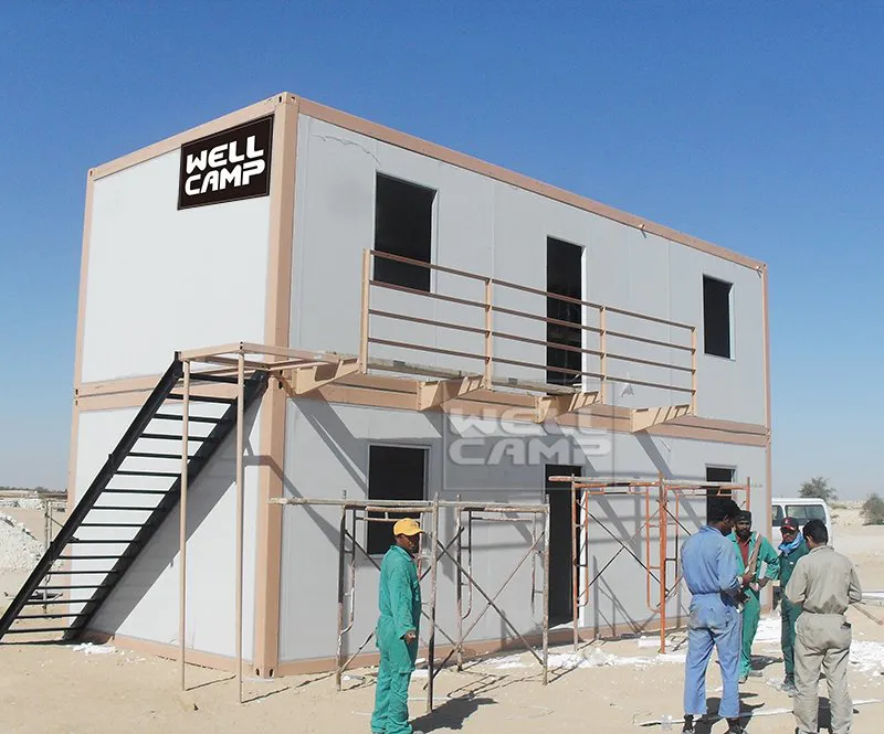 Rumah kontainer prefab portabel dua lantai di proyek Qatar, Wellcamp C-16