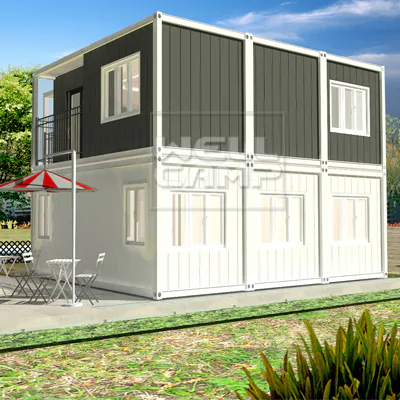 folding homes made from shipping containers in garden