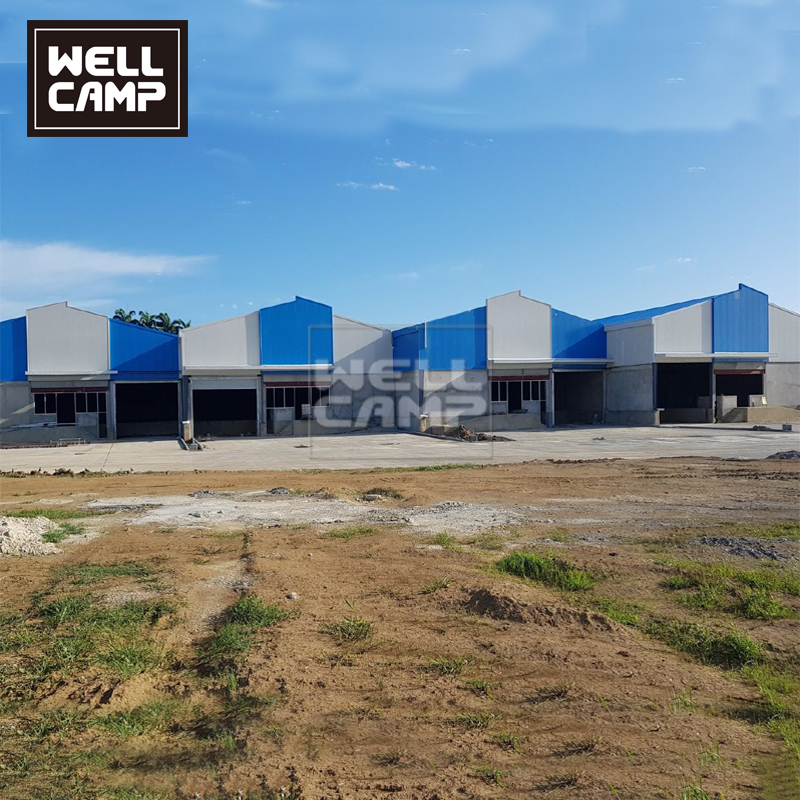 WELLCAMP, WELLCAMP prefab house, WELLCAMP container house steel workshop with brick wall for sale-WE-1