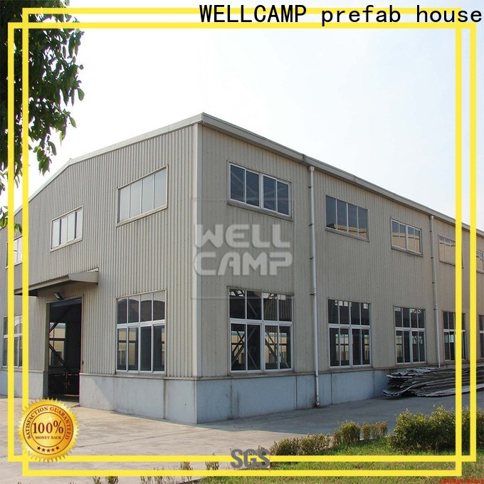 large steel workshop with brick wall for warehouse