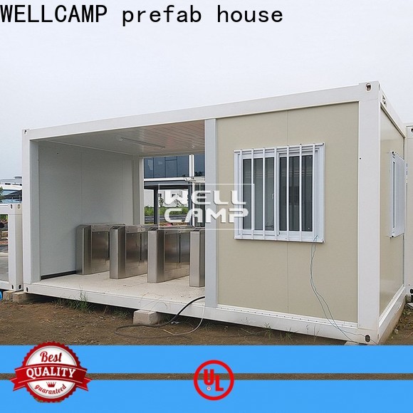 WELLCAMP, WELLCAMP prefab house, WELLCAMP container house two glass cargo house with walkway for office