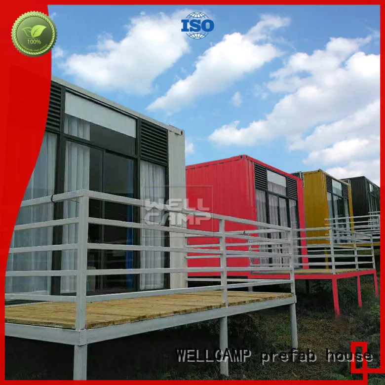 PVC tile Fire proof door Aluminum sliding shipping container house for villa resort FC board